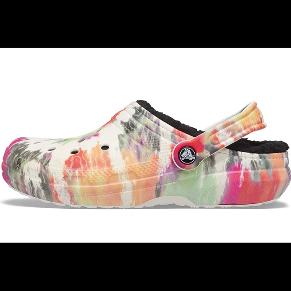 Crocs Unisex Adult Classic Rainbow Festival Lined Clogs in Blotched Tie Dye - Picture 4 of 6